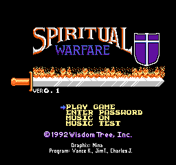 Spiritual Warfare title screen for NES